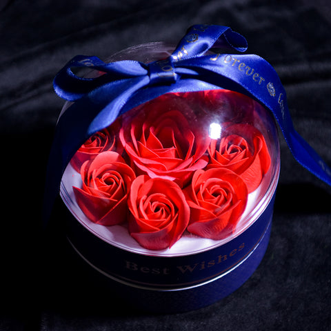Rose Heart Necklace Forever Rose Dome Jewelry Box-Blue