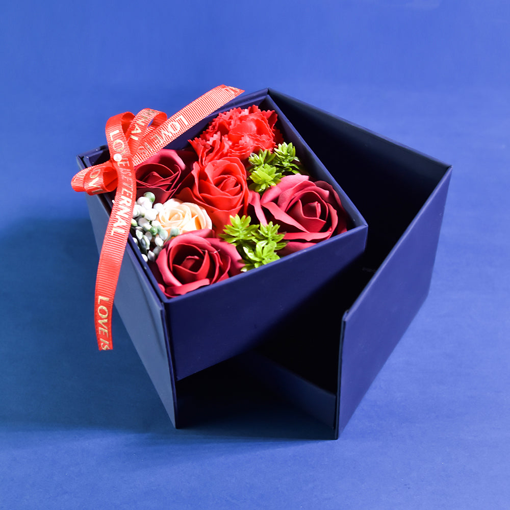 Love U Mom Necklace Forever Rose Side Opening Jewelry Box Blue