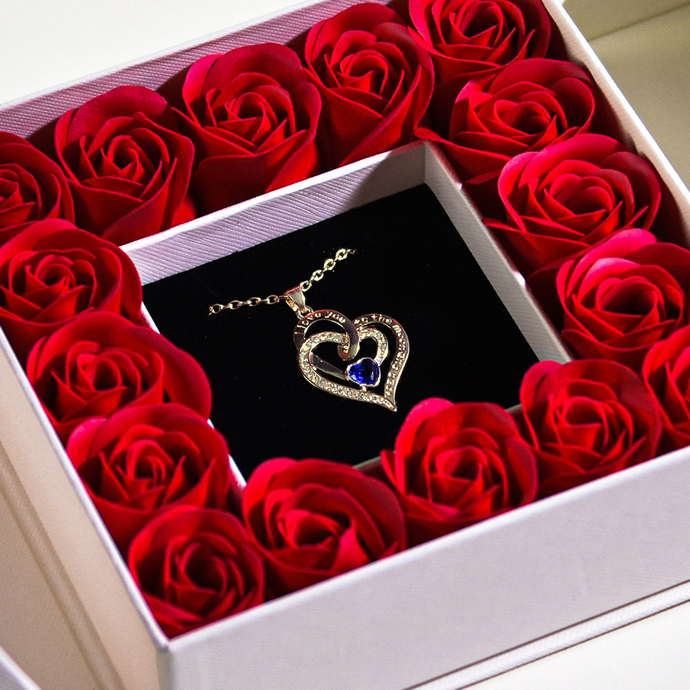 Heart To Heart Necklace Forever Rose Square Jewelry Box white