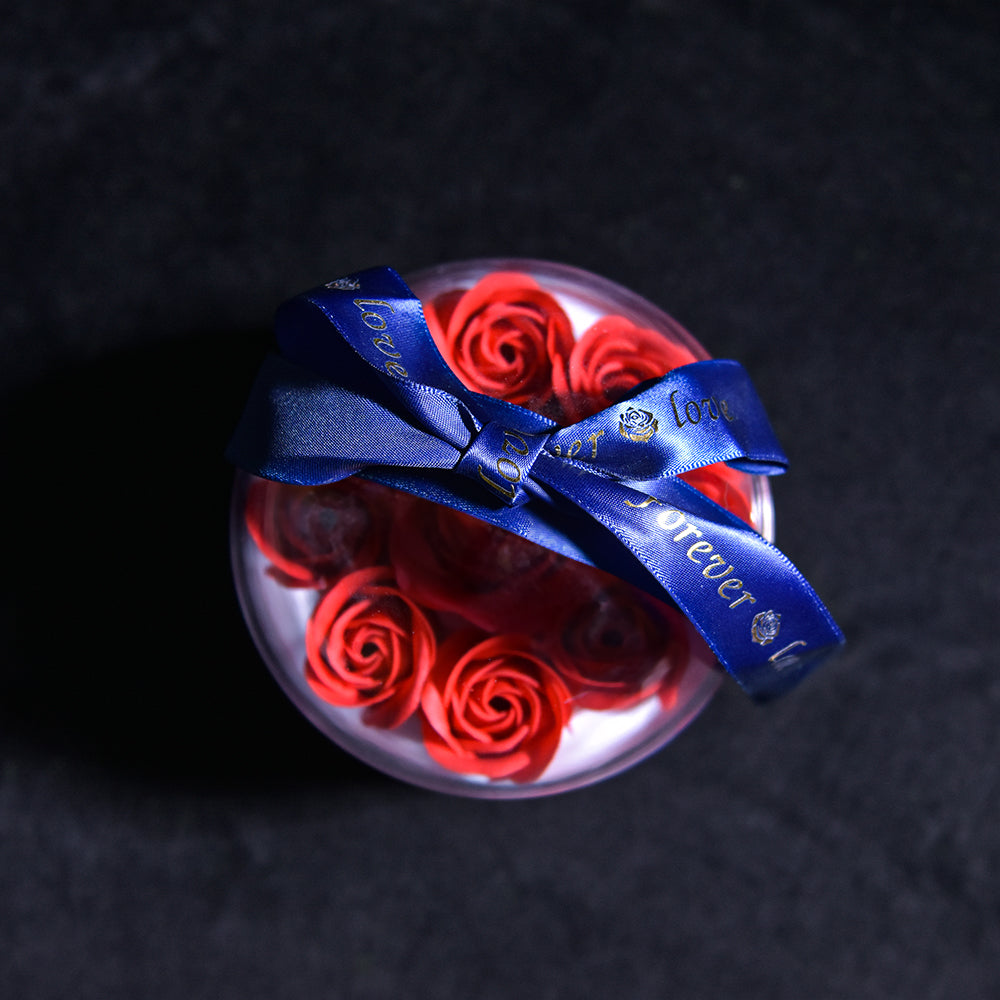 Rose Heart Necklace Forever Rose Dome Jewelry Box-Blue