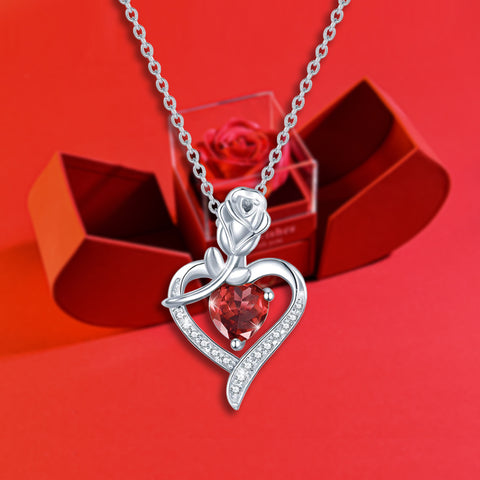 Jewel Heart Necklace Forever Rose Apple Jewelry Box