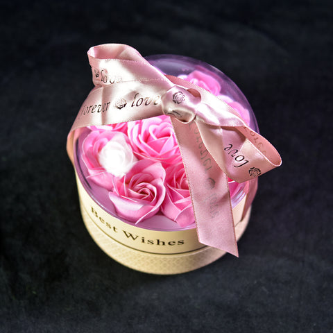 Mother&Daughter Necklace Forever Rose Dome Jewelry Box-Pink