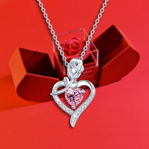 Jewel Heart Necklace Forever Rose Apple Jewelry Box
