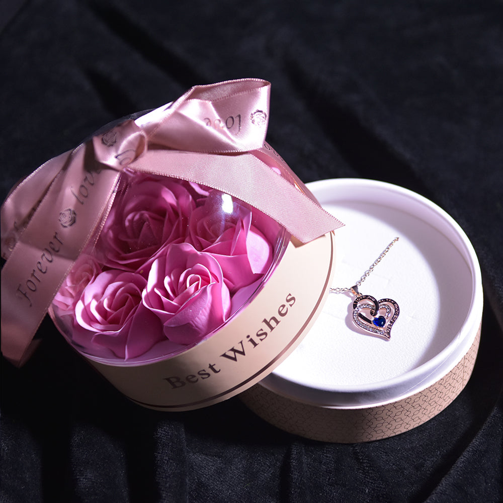 Heart To Heart Necklace Forever Rose Dome Jewelry Box-Pink