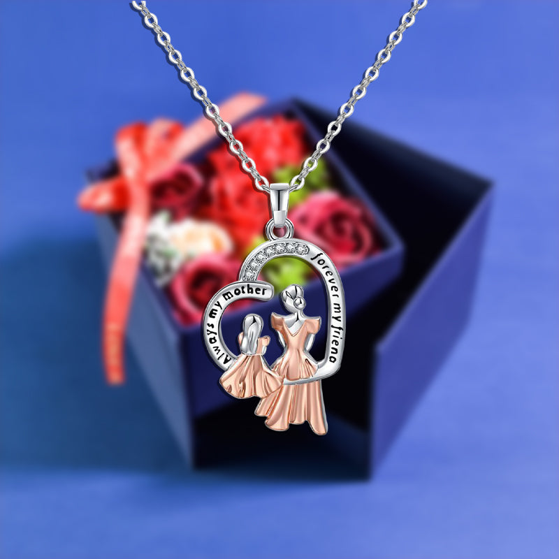Mother&Daughter Necklace Forever Rose Side Opening Jewelry Box Blue