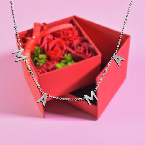 MaMa Necklace Forever Rose Side Opening Jewelry Box Red
