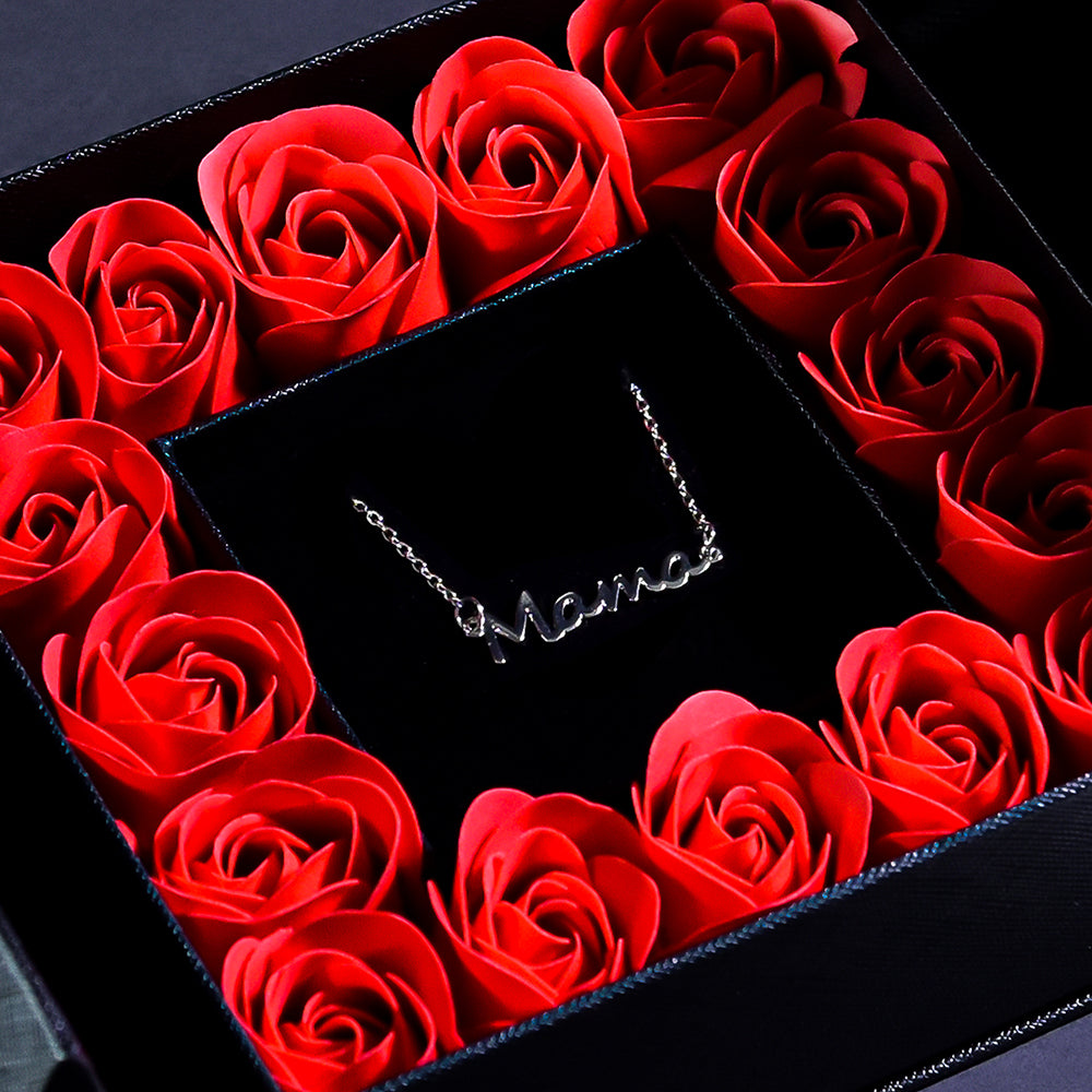 MaMa Necklace Forever Rose Square Jewelry Box black