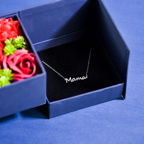 MaMa Necklace Forever Rose Side Opening Jewelry Box Blue