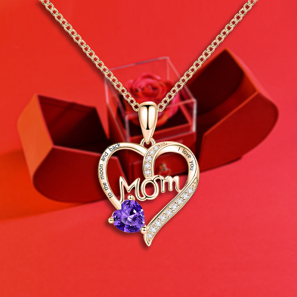 Love U Mom Necklace Forever Rose Apple Jewelry Box