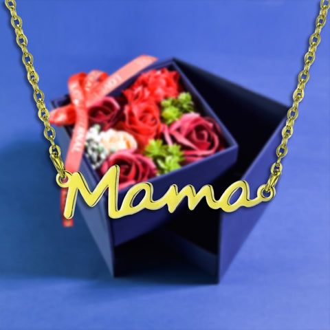 MaMa Necklace Forever Rose Side Opening Jewelry Box Blue